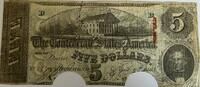 Confederated States five dollars cancelled -