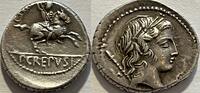 Roman Republic denarius P.Crepusius (very attractive piece!) -