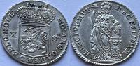 Nederland tien stuiver of halve gulden with a lot of original lustre -
