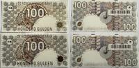 Nederland 100 gulden two pieces with consecutive numbers -