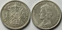 Nederland een gulden with some original lustre -