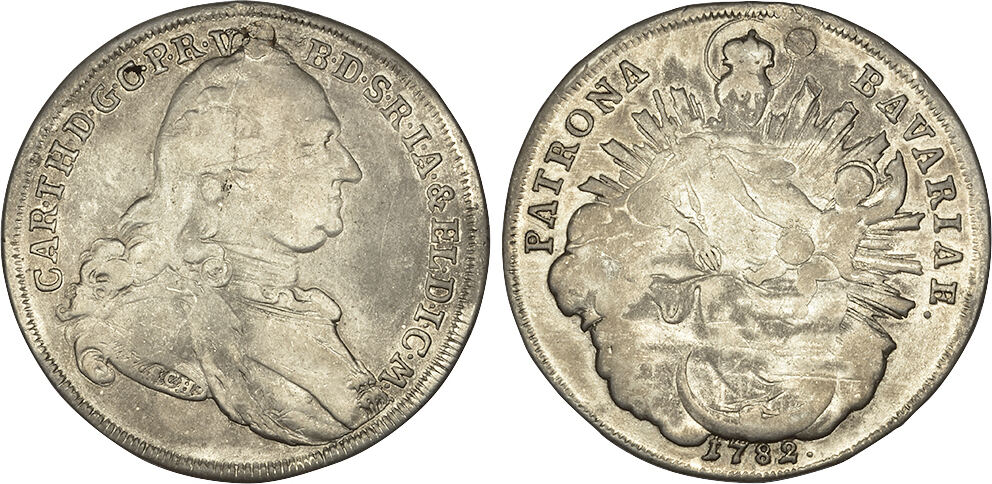Konventionstaler 1782 Bayern, Herzogtum gestopftes Loch, VF | MA-Shops