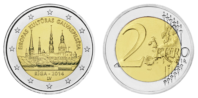 Latvia 2 euro coin 2014 UNC