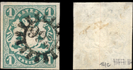 Bavaria - Freimarke: Staatswappen auf Sockel (I) Ausgabetag 1. Januar 1867 Papie