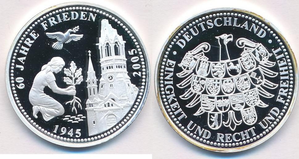 Deutschland 1945-2005 Moderne Medaille Feinsilber 999er 60 Jahre ...