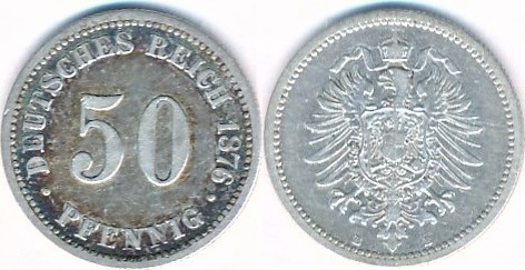 Deutschland 50 Pfennig 1876 B Kaiserreich VF | MA-Shops