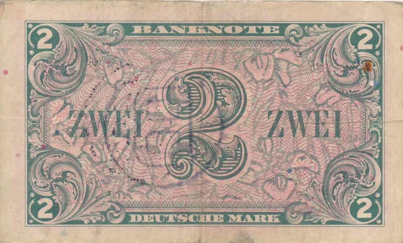 Bank Deutscher Länder Zwei Deutsche Mark 1948 Banknote Ausgabe Für ...