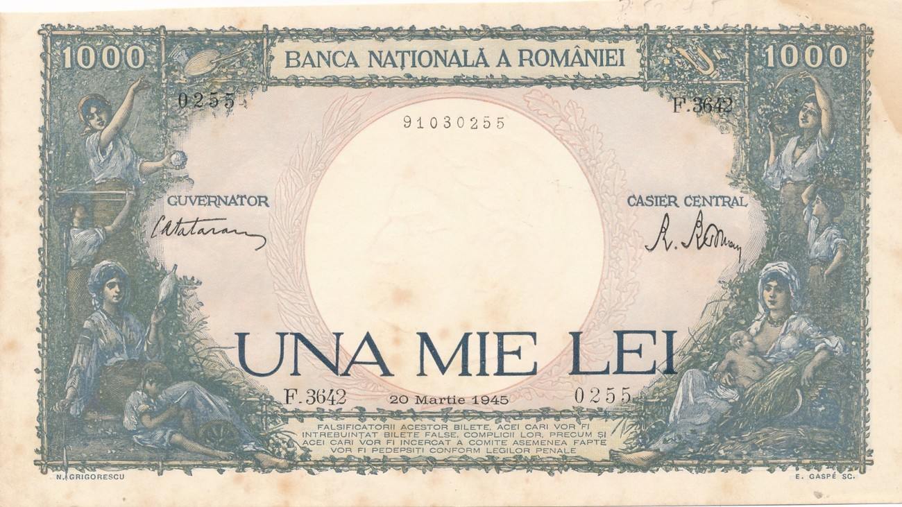 Rumänien 1000 Lei 1945 Geldschein Banknote VF-EF | MA-Shops