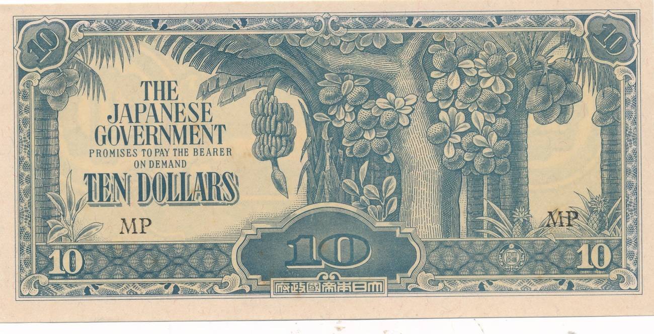 Malaya 10 Dollars 1942 The Japanese Government UNC unz | MA-Shops