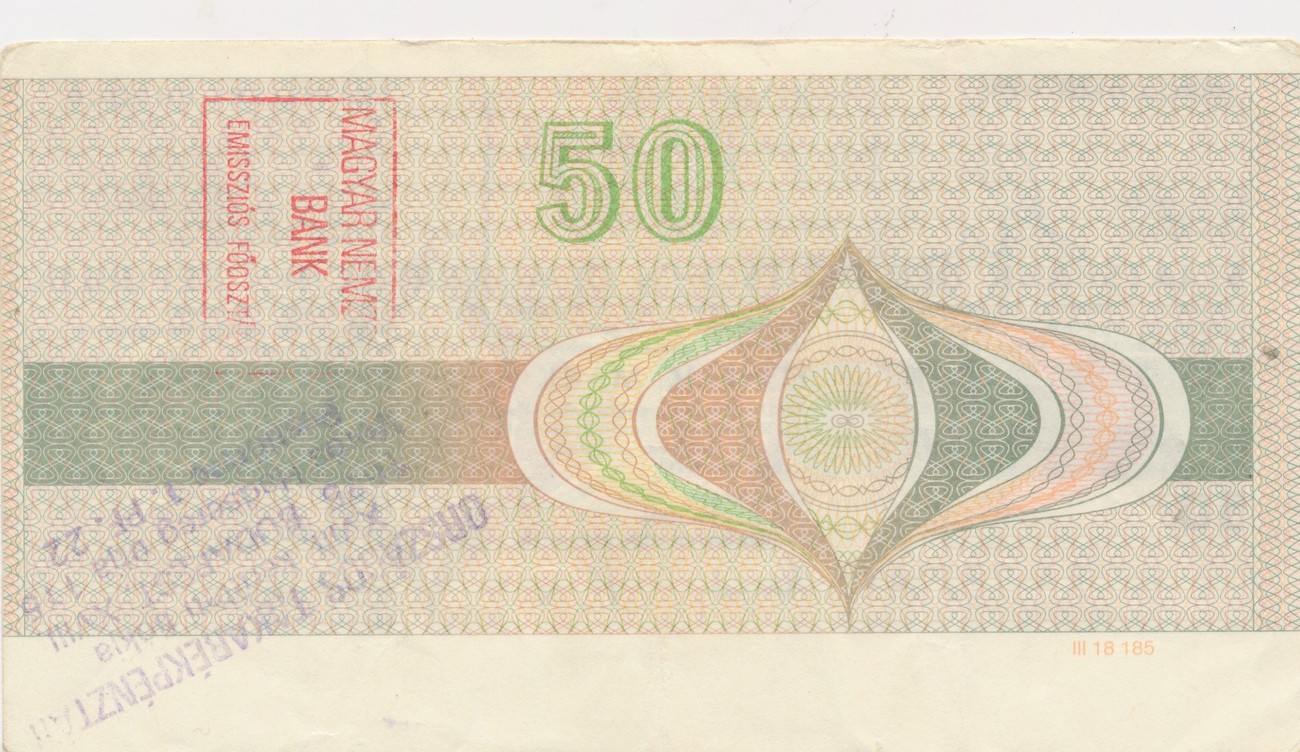 DDR Reisescheck über 50 Mark bezahlt mit Stempel von Ungarn 1990 DDR Reisescheck über 50 Mark bezahlt mit Stempel von Ungarn 1990