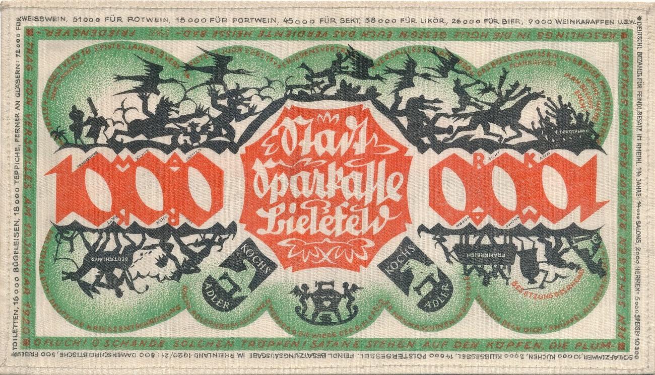 1000 Mark 1922 Bielefeld Leinen Ohne Borte Stempel F Unc Ma Shops