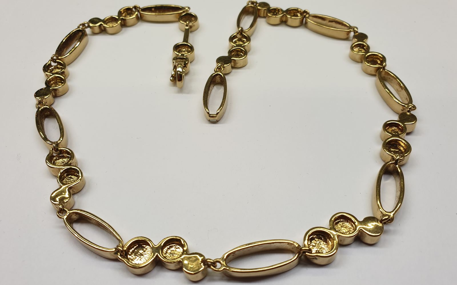 Collier Kette Pierre Lang PL vergoldet emaliert mit roten Steinen