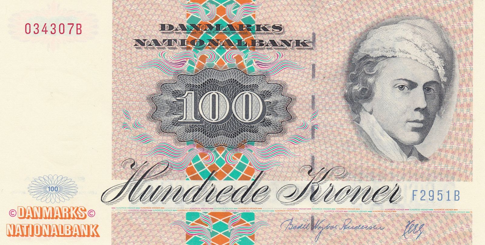 Dänemark 100 Kroner Danmark Korner Kronen unz, leicht gewellt | MA-Shops