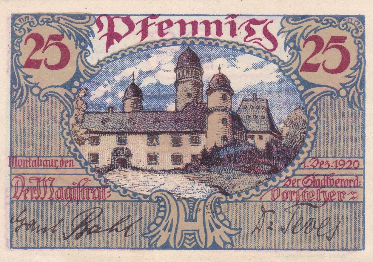 Print germany. Boon-Stadt 1920 Нотгельды. Ротенбург 25 пфенниг 1920 банкнота. Montabaur Германия.