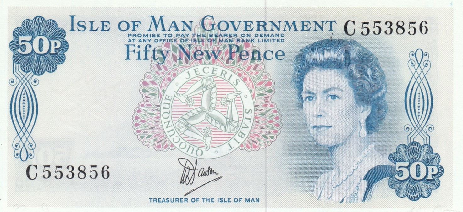 Isle of Man 50 Pence 1969 Geldschein Banknote Fifty New Pence