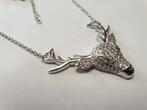 Schöne 925er Silber Kette Silberkette Collier Silbercollier Hirsch Strass Steine