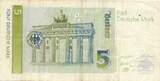 Deutschland BRD 5 Deutsche Mark DM 1991 Deutsche Bundesbank, Standardnote VF