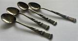 4 Moccalöffel Sterling Silber Silberbesteck