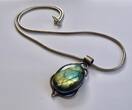 Schlangensilberkette mit Labradorit Anhänger 925er Sterling Silber Es handelt sich um Gebrauchtschmuck mit leichten Gebrauchsspuren