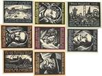 Deutschland, Deutsches Reich 2 x 1, 2, 5 Mark, 2 x 25, 2 x 50 Pfennig 1921 8 x Notgeldschein, Stadt Genthin I bis EF+