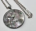 Silberschmuck 925er Silber Lange 925er Silber Kette Anhänger Yin Yang Perlmutt Erbskette guter Zustand