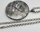 Silberschmuck 925er Silber Lange 925er Silber Kette Anhänger Yin Yang Perlmutt Erbskette guter Zustand