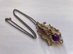 Silberkette (835er Silber) mit Silberanhänger und Amethyst Silberschmuck gebraucht, in guter Erhaltung