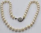 Perlenschmuck Silberschmuck Perlenkette Akoya Perlen 925 Silber Perlencollier L: 50 cm mit normalem Gebrauchsspuren