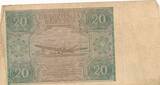 Polen 20 Złotych Zloty 1946 Banknote VF-, kleine Einrisse