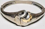Silber 835er und Gold 585er Schmuck Abstraktes Collier von Perli aus Gold 585 & Silber 835 Set getragen und befindet sich in einem guten Zustand