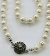 Perlenschmuck Perlenkette Akoya Perlen 835er Silber Verschluß Perlencollier Kette mit normalen Gebrauchsspuren
