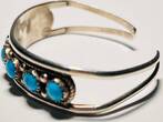 Silberschmuck 925er Silber Sterling Silber Turquoise Cuff Armband getragen und EF