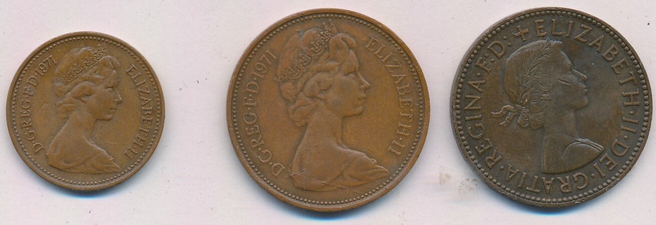 1971 new pence elizabeth ii value place