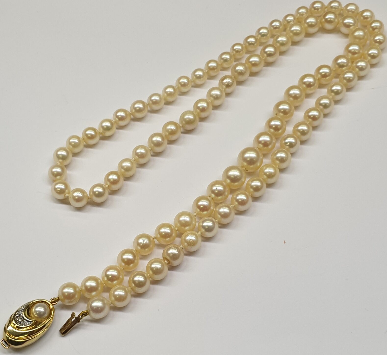 Perlencollier Akoya Perlen Perlenkette 585er Gold Verschluß 14 Kt Akoya ...