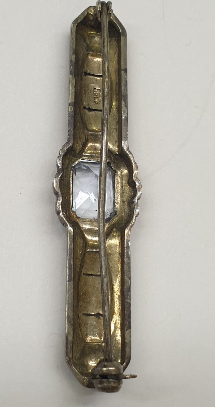 Antike Brosche Antike Silber Brosche 925er Silber Silberbrosche blauer  Stein mit normalen Gebrauchsspuren