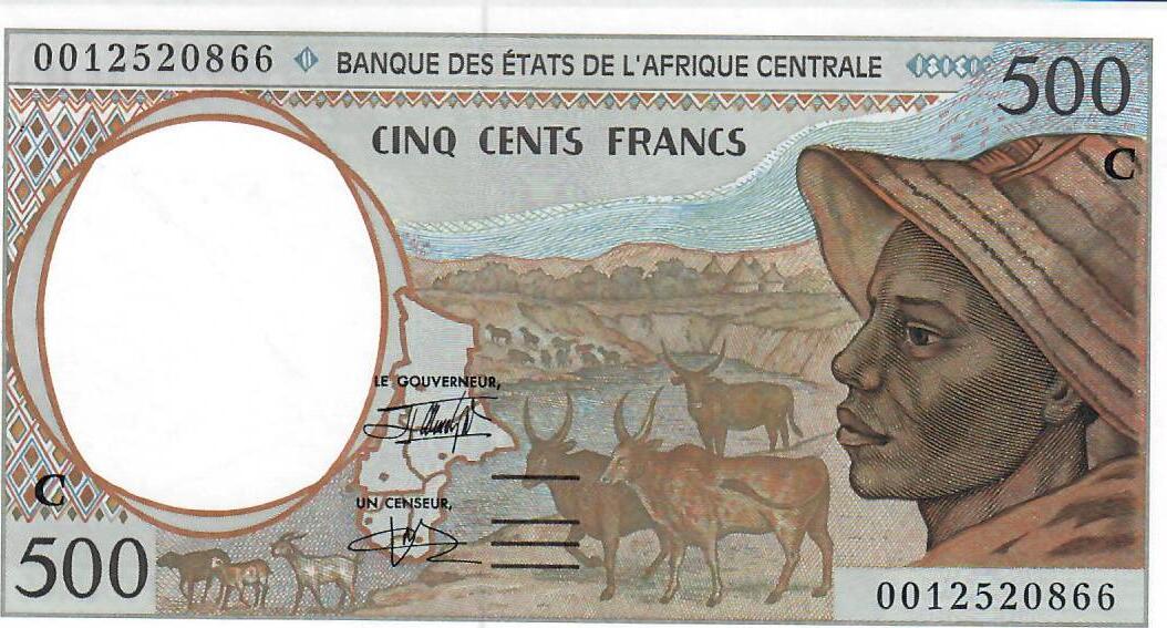 Zentral Afrika 500 cinq cents francs Banknote Geldschein unc | MA-Shops