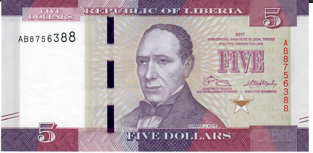 Liberia 5 Dollars 2017 Banknote Geldschein unc | MA-Shops