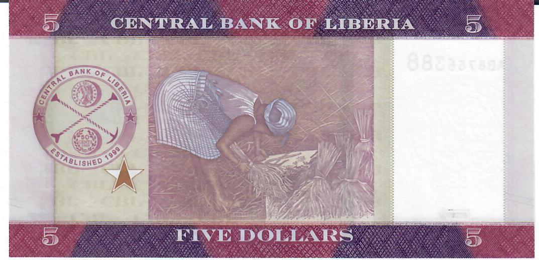 Liberia 5 Dollars 2017 Banknote Geldschein unc | MA-Shops