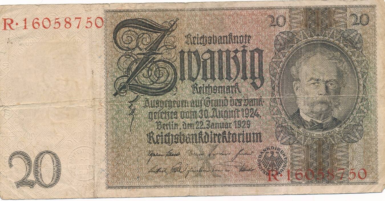 Deutschland Deutsches Reich Drittes Reich 1929 Geldschein Banknote ...