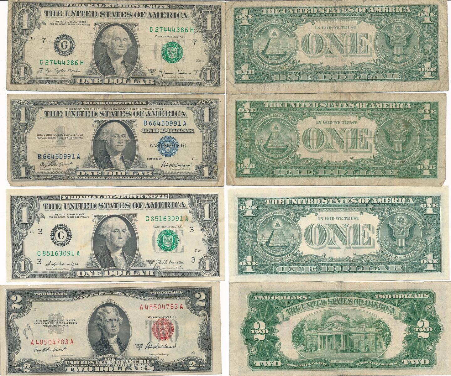 3 18 долларов. 1953 Federal Reserve Note. Бумага доллара США.