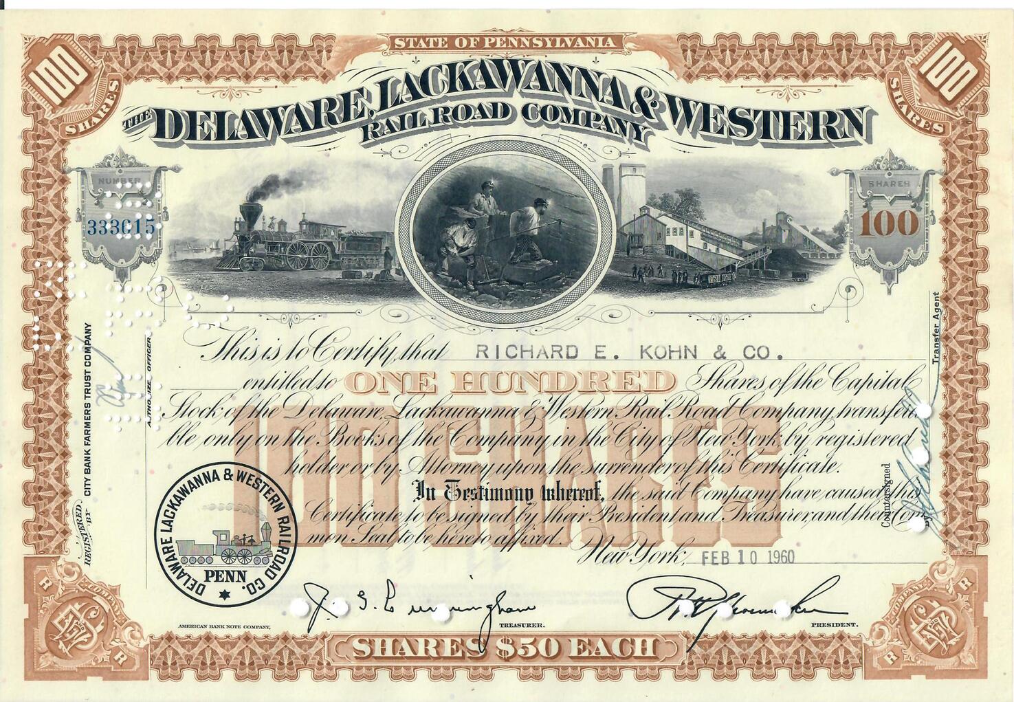 Us ll. Delaware, Lackawanna and Western Express Label stamps.