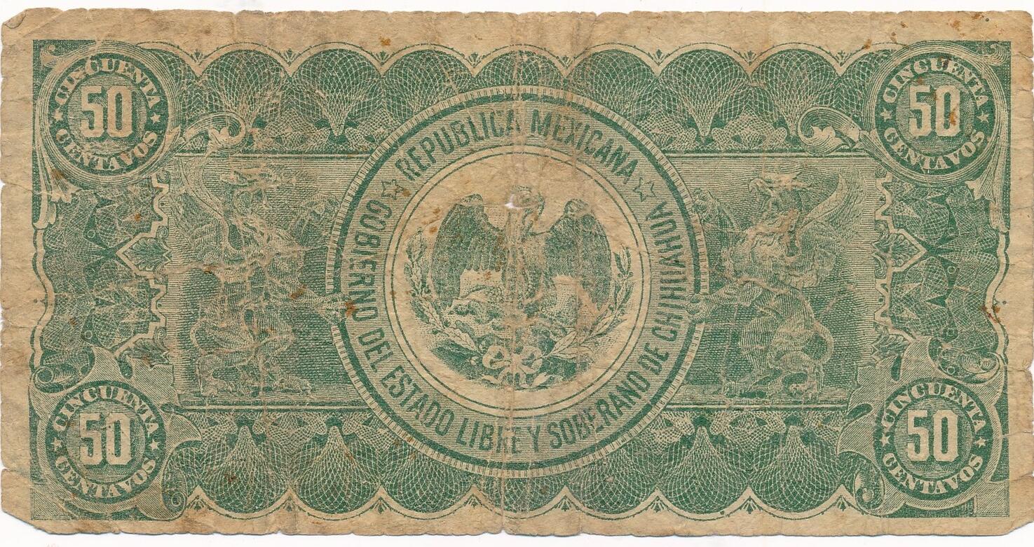 Mexico 50 Centavos 1914 Geldschein Banknote Revolution /Chihuahua V ...