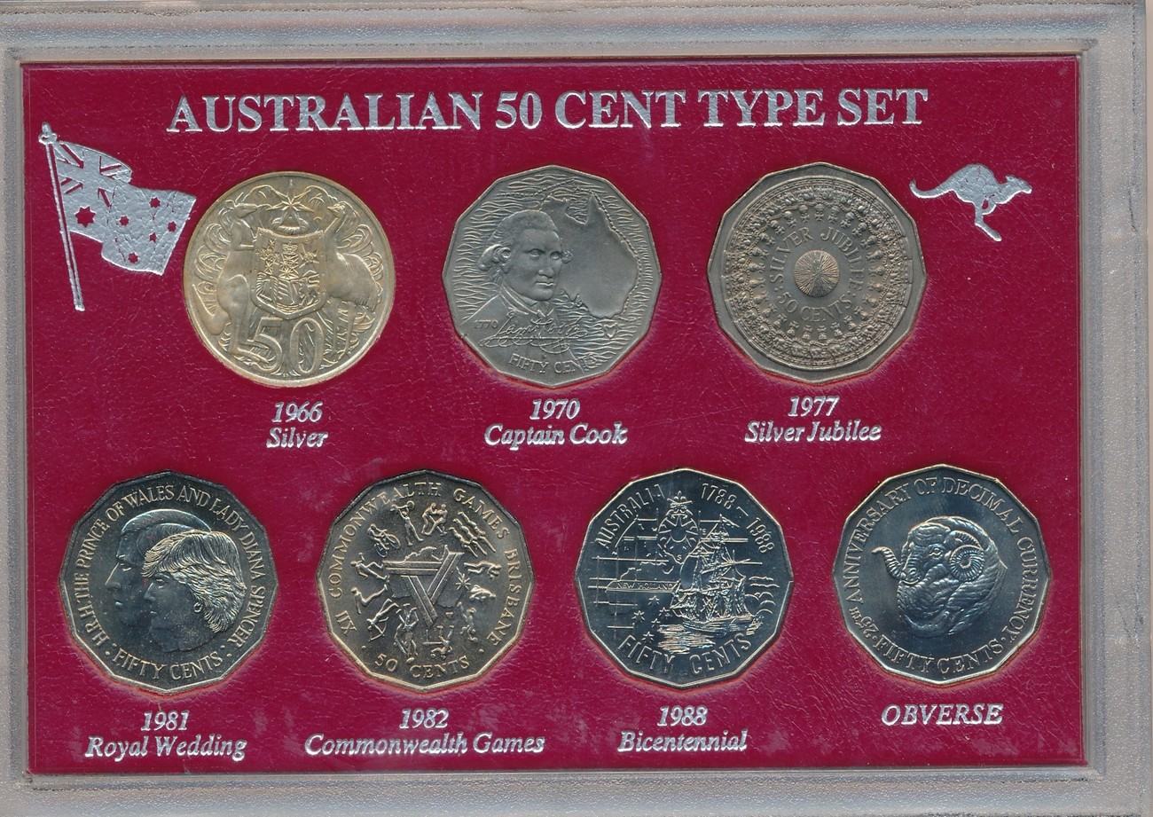 australien 50 cent type set, kein offizieller kurssatz unc