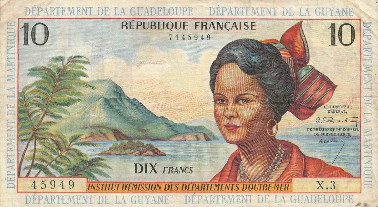 10 Francs Französische Antillen French Antilles Guyana Guadeloupe 10 Francs Französische Antillen French Antilles Guyana Guadeloupe Martinique Banknote 1964 75 Gebraucht Ma S