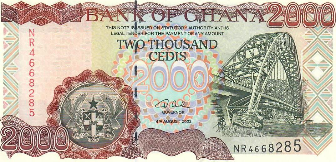 Ghana 2000 Cedis 2003 Banknote Geldschein unc | MA-Shops