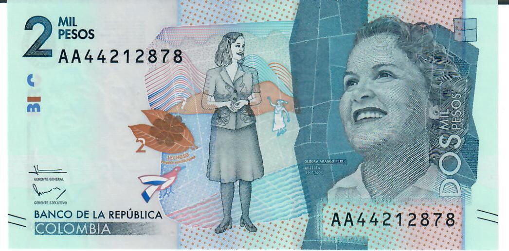 Kolumbien 2 Pesos 2015 Banknote Geldschein unc | MA-Shops