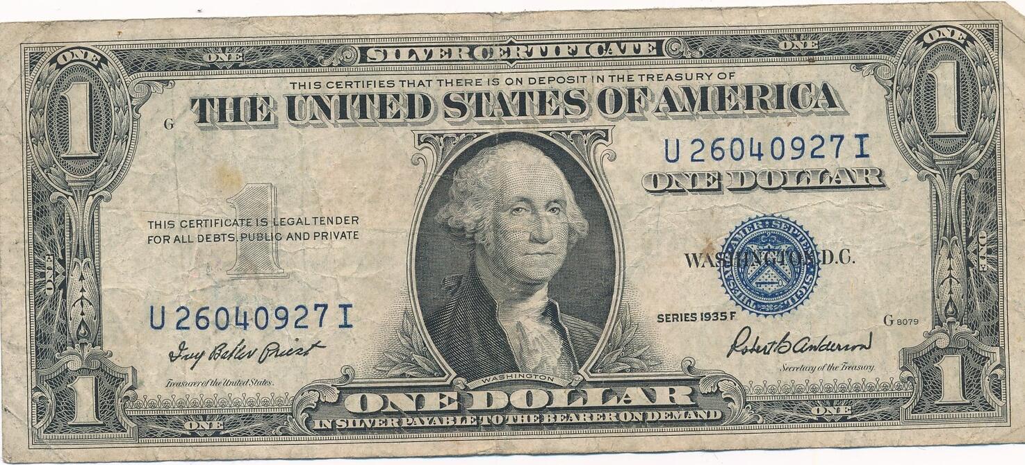 Бумажный доллар цена. 1/2 Доллара США 1935. 1 Доллар 1957. Первые серебряные доллары. Доллары 1609.