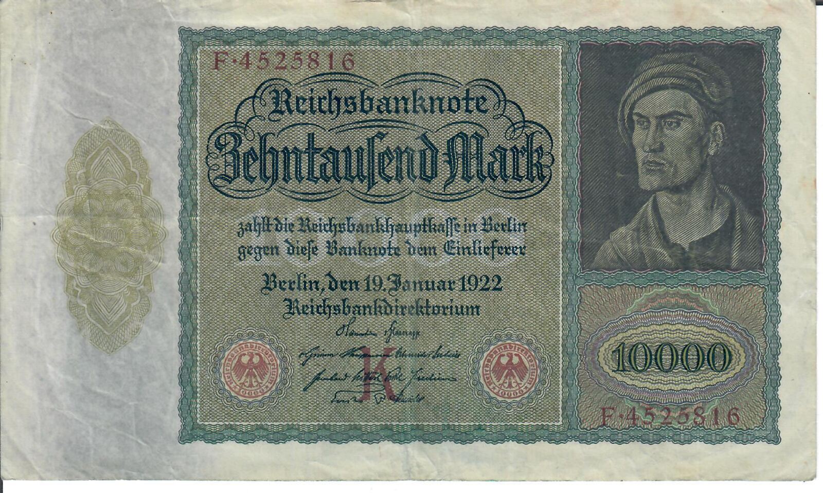 Deutschland Deutches Reich 1922 Banknote Geldschein 8 Stück 10000 Mark ...