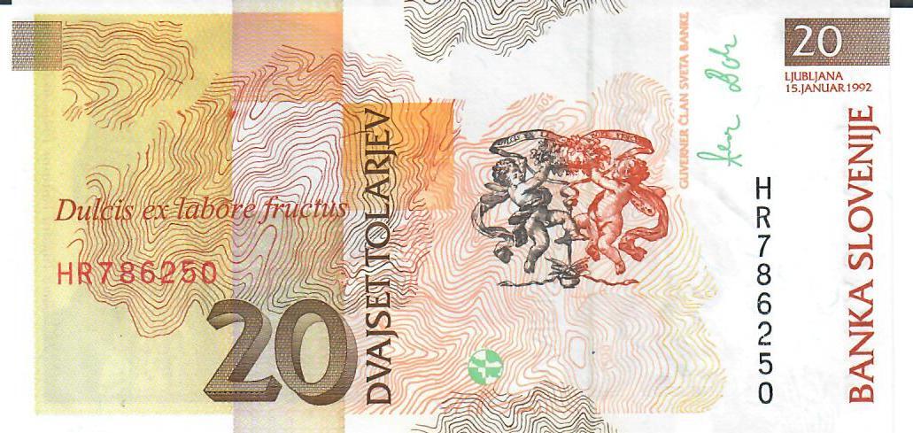 Slowenien 20 Tolarjev 1992 Banknote Geldscheine unc | MA-Shops