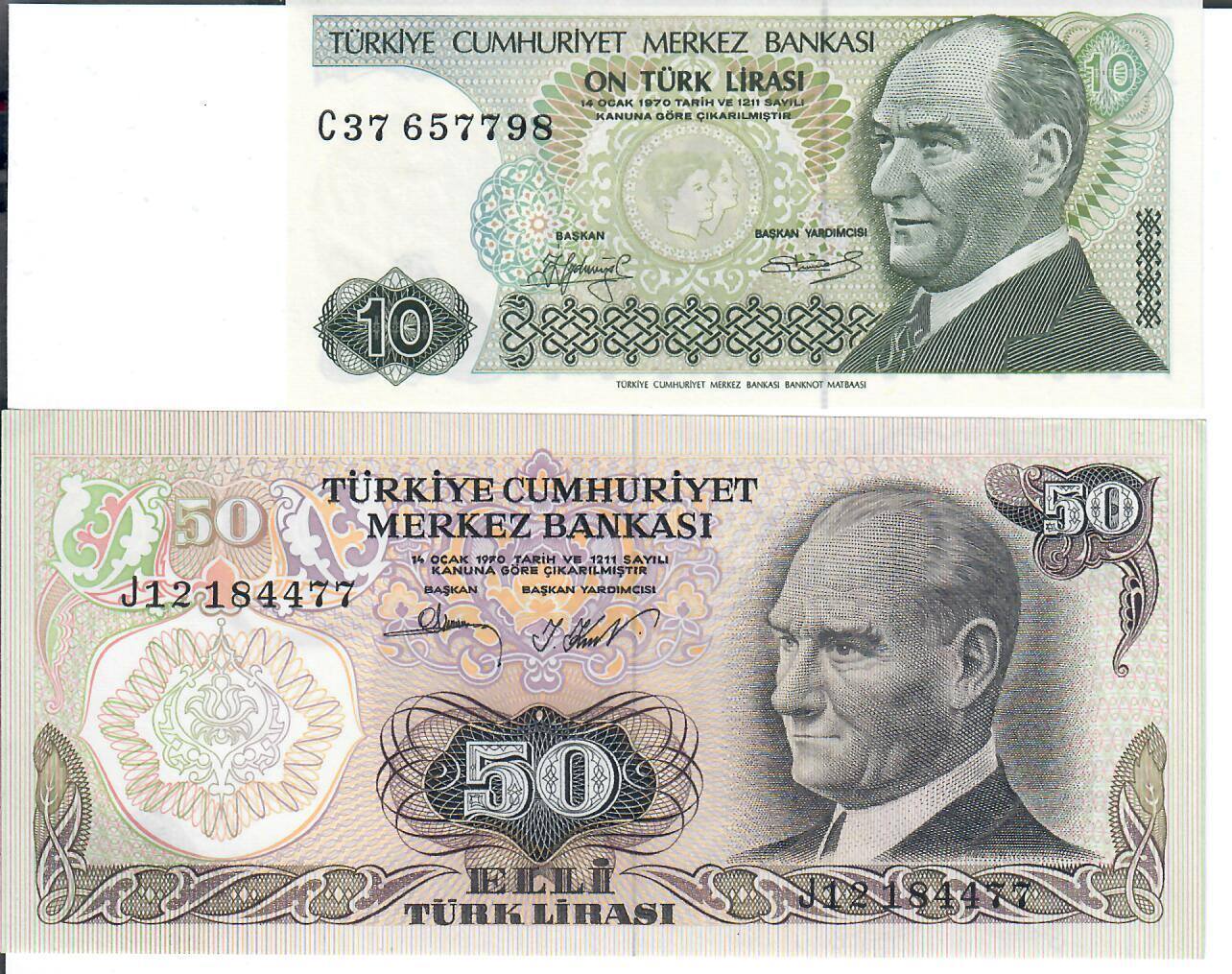 Türkei Banknote Geldscheine 10,50 Lira (unc 1970-79) 2 Scheine | MA-Shops